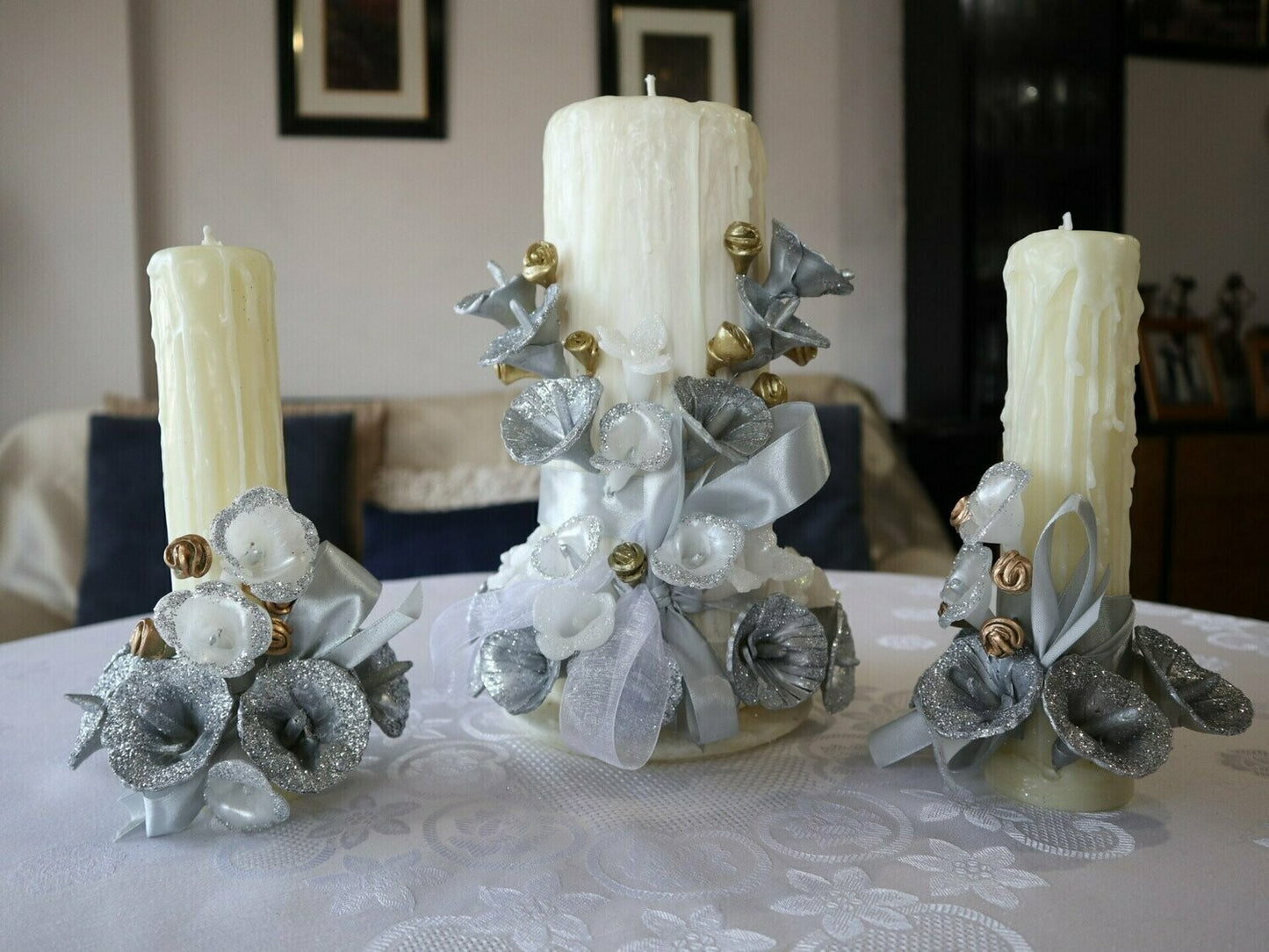 Centro de mesa White&Silver
