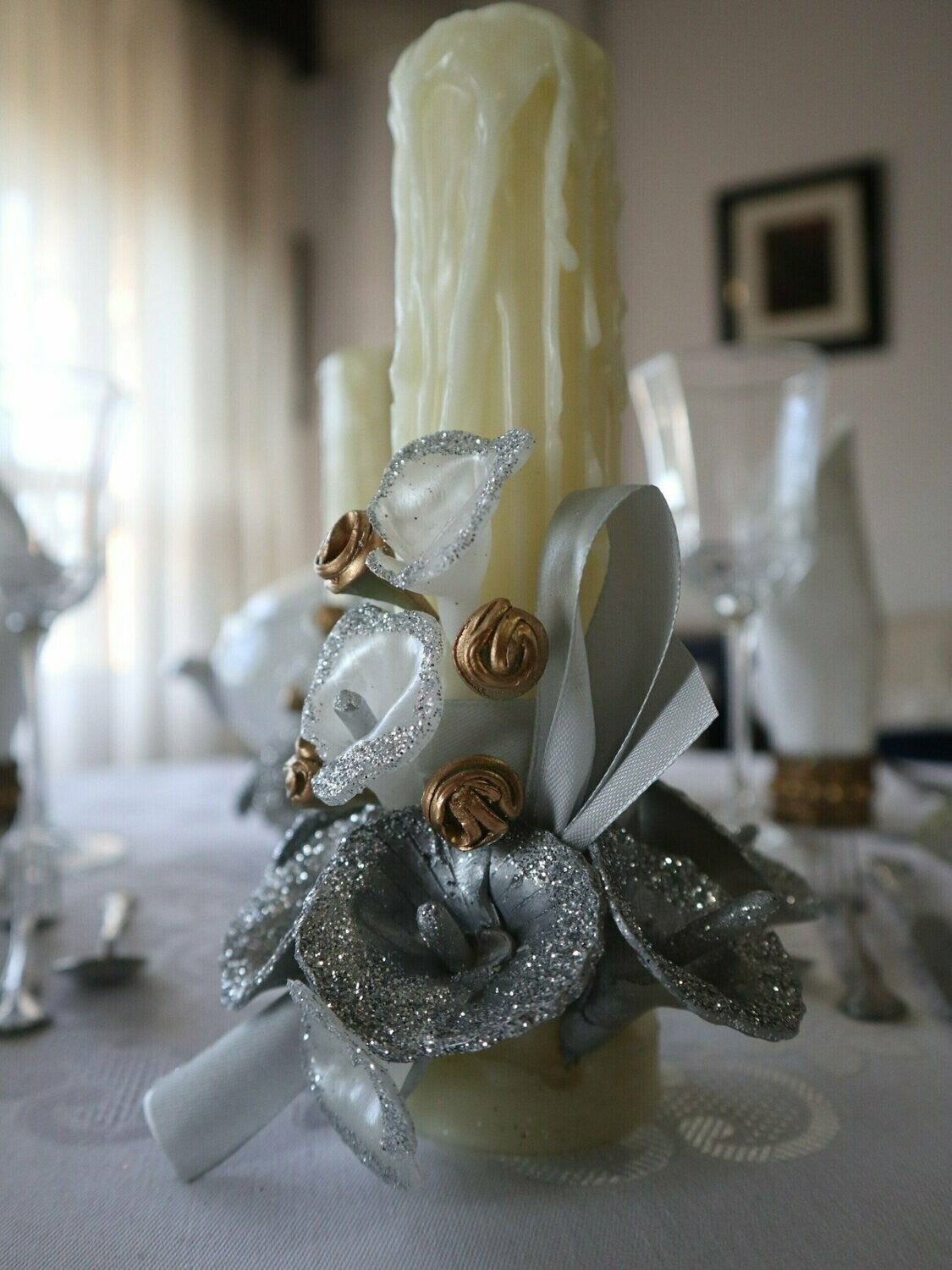 Centro de mesa White&Silver mini