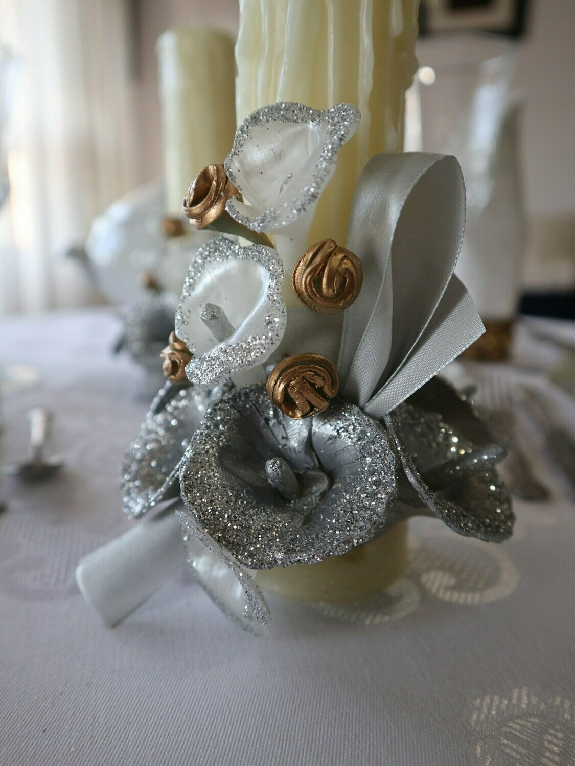 Centro de mesa White&Silver mini
