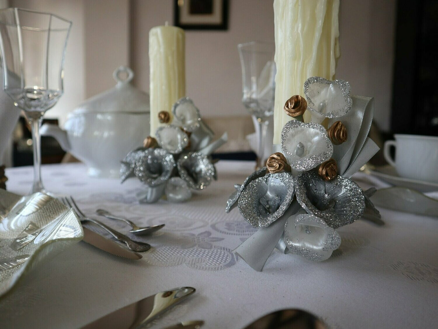Centro de mesa White&Silver mini