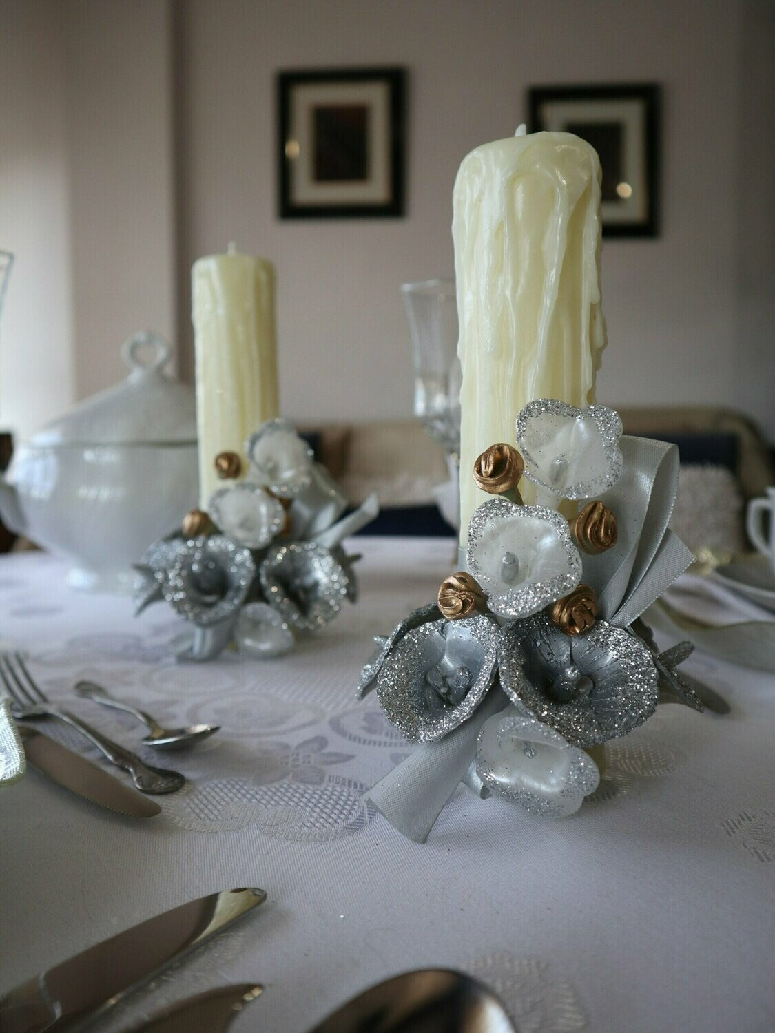 Centro de mesa White&Silver mini