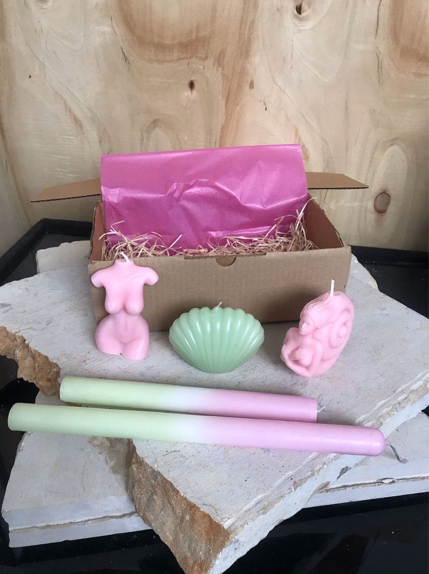 Pack green pink